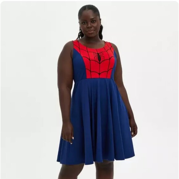 Torrid Size 3 (22/24W) Marvel Spiderman Sleeveless Mini Skater Dress NWT - Picture 1 of 15